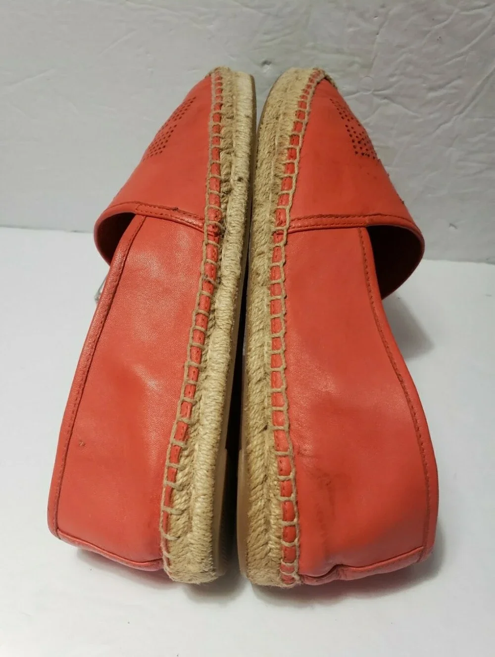 TORY BURCH Leather Perforated Logo Espadrilles Size 11M